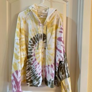 Tie Dye zip front hoodie. Size 3X